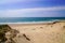 Sandy access water ocean beach in dunes of Le Porge near Lacanau in France