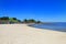 Sandy beach along the bank of the Rio de la Plata in Montevideo, Uruguay