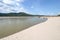 Sandy beach along the banks of the Mekong River