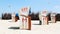 Sandy beach with beach chairs in Cuxhaven, Germany