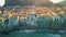 sandy beach and blue sea in Cefalu, town in Italian Metropolitan City of Palermo located on Tyrrhenian coast of Sicily