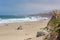 Sandy beach of the Bodega Bay an hour north of San Francisco. Sonoma County in California, USA