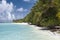 Sandy beach at the cyan sea. Maldives