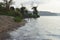 Sandy beach. dirty coast. closed beach with wire mesh.stony coast. istanbul coast.