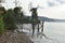 Sandy beach. dirty coast. closed beach with wire mesh.stony coast. istanbul coast.