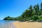 Sandy beach exotic island coast near Salelesi village, Upollu Island Western Samoa, Polynesia, Pacific Ocean