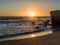 The sandy beach at Gale in the sunset.