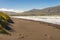 Sandy beach in Iceland - Saudarkrokur town.