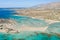 The sandy beach and its heavenly colored water, in Europe, Greece, Crete, Elafonisi, By the Mediterranean Sea, in summer, on a
