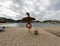 Sandy beach landscape of Meditteranean sea coast and mountain background in Port de Soller, Palma de Mallorca, Spain, Europe