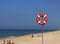 Sandy Beach With Life Guard Ring At Faro In the Algarve Region of Portugal