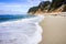 Sandy beach on the Pacific Ocean coastline, Moss Beach, California