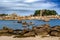 Sandy Beach And Pink Granit Boulders At The Atlantic Coast Of Ploumanach In Brittany, France