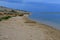 Sandy beach Ricina and bay in cloudy weather and incoming storm, near Vrsi village in Croatia, adriatic