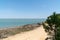 Sandy beach and rock atlantic ocean on the island of ile d`Aix en Charente France