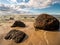 Sandy beach with rocks