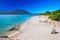 Sandy beach San Ciprianu in Corsica, France, Europe.