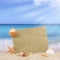 Sandy beach scene in summer with copyspace