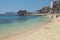 Sandy beach on sea coast. Toulon, France