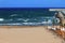 Sandy beach and storming sea. Valencia, Spain