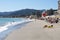 Sandy Beach and Sunbathers, Savona, Liguria, Italy