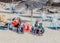 Sandy city beach on the banks of the Danube in winter in Novi Sad