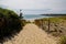 Sandy coast access to sea beach in atlantic ocean in France