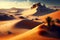 Sandy Desert Landscape, Sand, Dune, Generative Ai Illustration