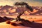 Sandy Desert Landscape, Sand, Dune, Generative Ai Illustration