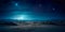 Sandy desert under a starry sky with sporadic palm trees under a bright starry sky. Generative AI