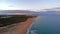 Sandy dunes beach seaside view from top.