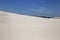 Sandy dunes in Poland. Bright, wide beach in Leba. Baltic sea and its beauty. Slowinski National Park.