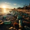 Sandy expanse marred by discarded bottles and trash, showcasing beach pollutions harm