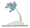 Sandy island with palm and windy weather vector