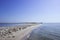 Sandy Kinburn Spit, Ukraine. Beautiful summer landscape - estuary and the Black Sea, background