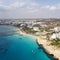 Sandy Nissi Beach of Famagusta district of Aia Napa Cyprus. Aerial View Beach of Cyprus Mediterranean Holiday Vacation Sea Life.