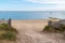 Sandy path access in sand dune beach in Vendee on Noirmoutier Island in France