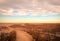 Sandy path leads to beach at Cape May meadows at sunrise on an early spring morning