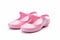 Sandy Pink beach shoes from rubber on sand. Generate Ai