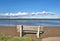 Sandy Point Beach Maine bench facing river