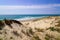 Sandy sea path access in sand dune beach in Lacanau Ocean in France