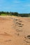 Sandy shore at low tide in the Bay of Fundy in New Brunswick, Canada