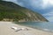 Sandy shore of the Sukhaya - Dry Cove before thunderstorm. Lake Baikal