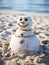 Sandy Snowman: Beachside Winter Sculpture