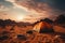 Sandy solitude Camping alone in barren desert, far from civilizations bustle