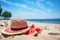Sandy Tropical Getaway: Summer Vacation Concept . Ai
