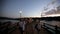 SANGKHLABURI, THAILAND - DECEMBER 27, 2015: Traveler crowd walking on Sapan Mon Bridge, wooden bridge across the river in morning