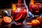 Sangria - Fruit punch made with red wine, fruits, brandy, and soda water