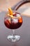 Sangria glass cocktail on table outside