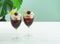 Sangria glasses on white wooden background. Traditional Spanish drink. Copy space